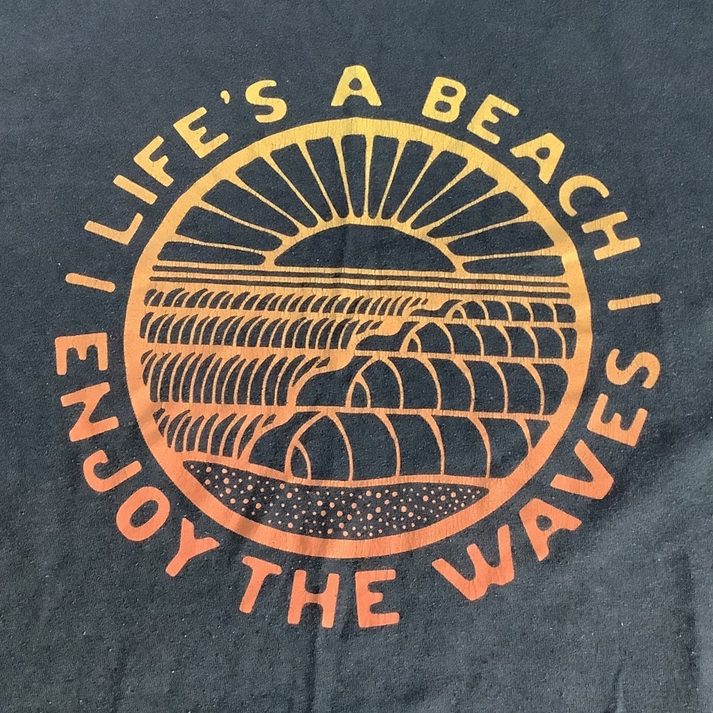 Old Navy T-Shirt Mens XXL Blue Life's A Beach Enjoy The Waves Graphic Surf Tee - Picture 5 of 9